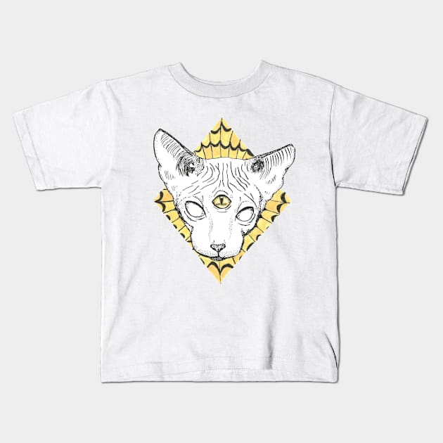 Psychedelic Cat Kids T-Shirt by Créa'RiBo